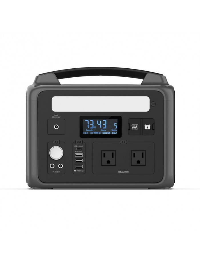 Portable Power Station 600W 640Wh LiFePO4 Battery Powered Generator with Multiple Charging Options, Lightweight and Eco-Friendly, 2x Pure Sine Wave 600W (Surge 1200W) AC Outlets