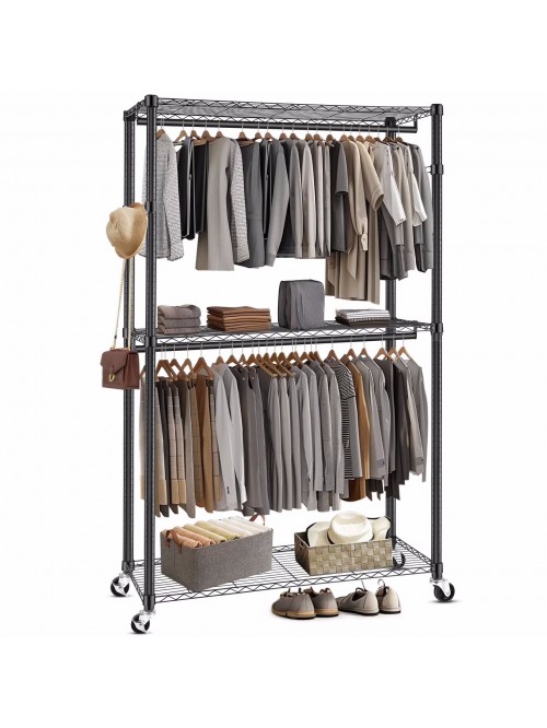 Qhomic 3 Tiers Heavy Duty Clothes Rack, Free-Stand...
