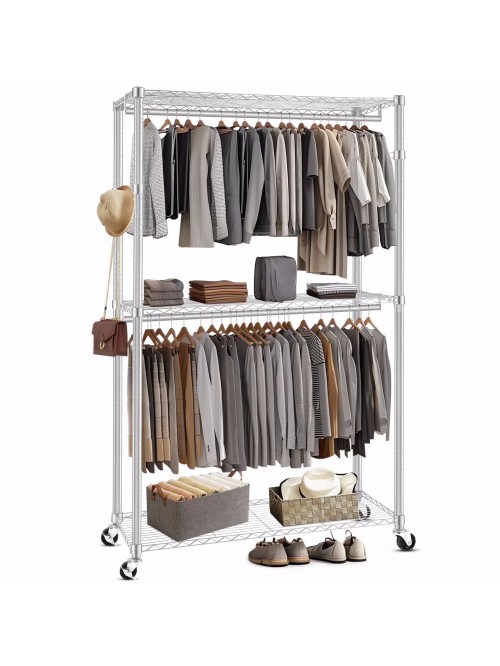 Qhomic 3 Tiers Heavy Duty Clothes Rack, Free-Stand...