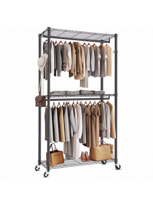 Qhomic 3 Tiers Heavy Duty Clothes Rack, Free-Stand...
