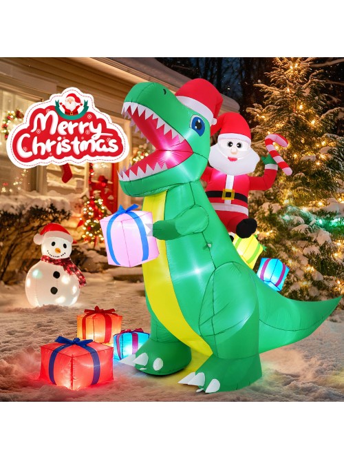 Adnoom 7FT Christmas Inflatables Santa Claus Ridin...