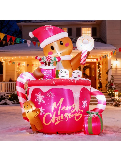 Adnoom 6FT Christmas Inflatables Gingerbread Man i...