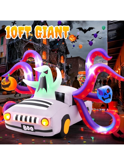 Adnoom 6FT Halloween Inflatables Ghost Car with 8 ...