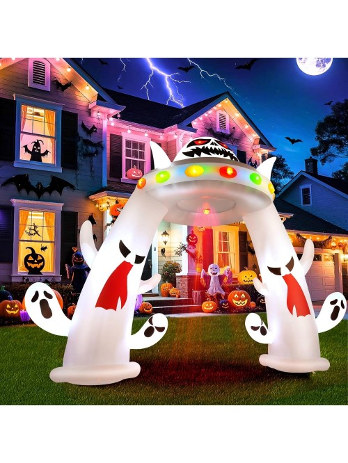 Adnoom 9FT Halloween Inflatables Huge Ghost UFO Ar...
