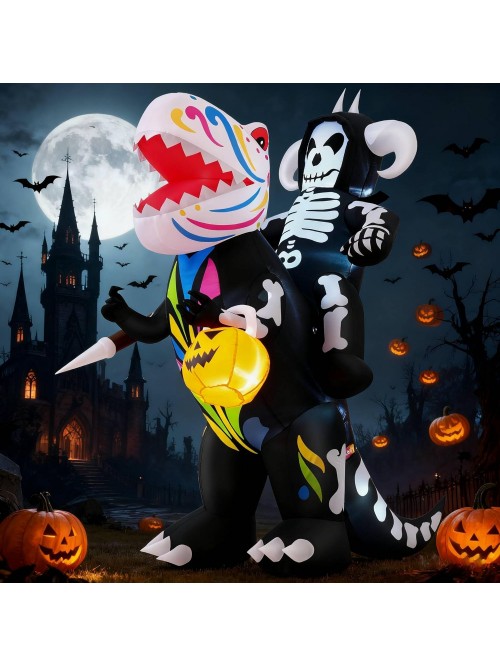 Adnoom 8FT Halloween Inflatables Skeleton Knight a...