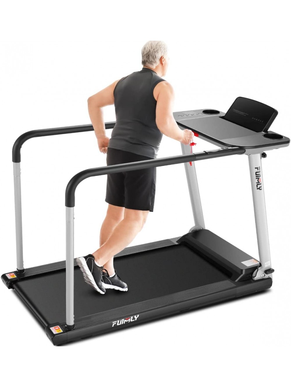 Folding Treadmill with Long Handrail for Seniors and Recovery