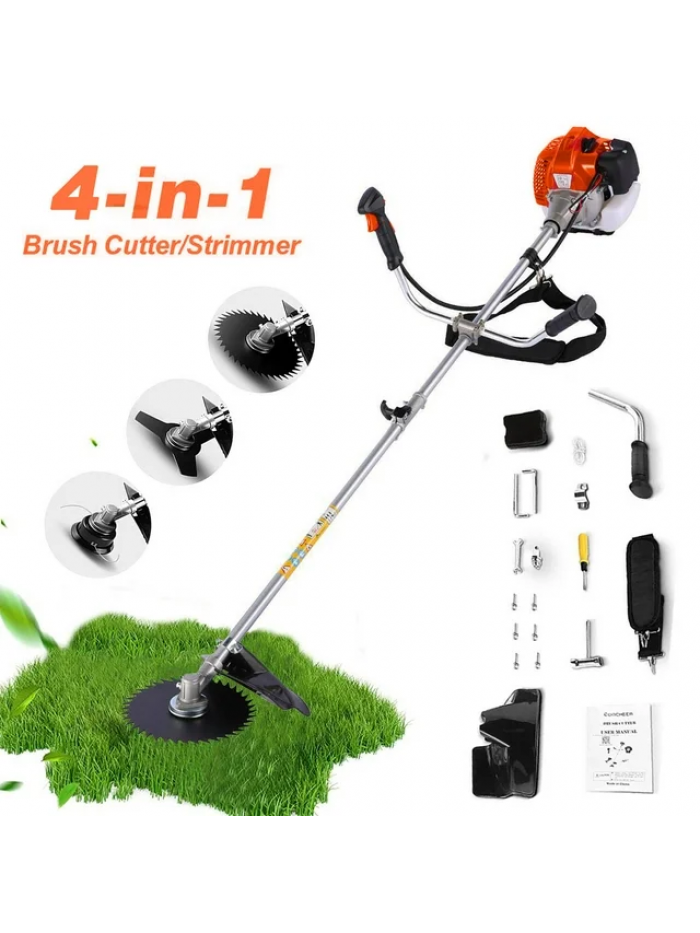 58cc Weed Eaters String Trimmer with 2 Change Head, 4-in-1 Weed Eaters, Weed Trimmer Weed Trimmer String Brush Cutter Ideal for Edgers in Lawn and Garden