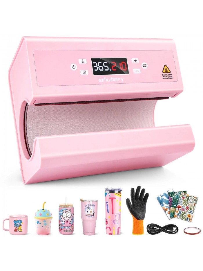 Adnoom Auto Tumbler Heat Press Machine, 30OZ Mug Heat Press Fast & Even, Automatic Sublimation Tumblers Press,Cup Transfer Machine for 11-30OZ Stainless Steel, Ceramic,pink